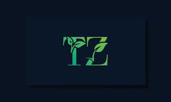 Minimal leaf style Initial TZ logo vector