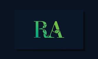 Minimal leaf style Initial RA logo. vector