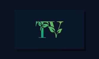 logotipo de tv inicial de estilo de hoja mínima vector