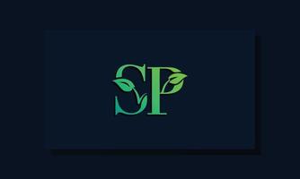 logotipo de sp inicial de estilo de hoja mínima vector