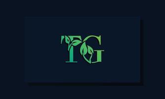 Minimal leaf style Initial TG logo vector