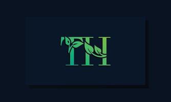 logotipo de th inicial de estilo de hoja mínima vector