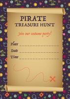 Pirate treasure hunt invitation card design vector