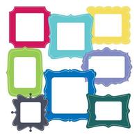 Set of empty vector monochrome frames, vintage cartoon style wit