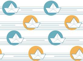 patrón de barcos o barcos de papel de origami. vector