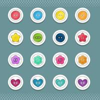 Vector collection of cute bright colorful round icons and stickers with sewing buttons.