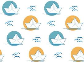 Origami paper boats or ships pattern. vector