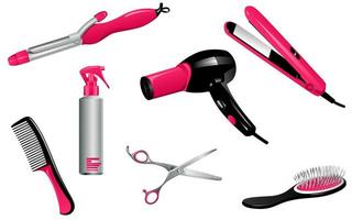 Vector Hair Care and Styling Tools and Products