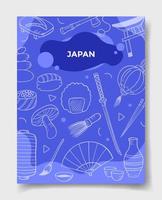 Japón país nación con estilo doodle para plantilla de pancartas, folletos, libros y portadas de revistas vector