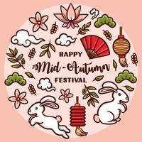 stock vector mid autumn festival design circular with design elements