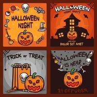 stock vector halloween greeting cards illustration set