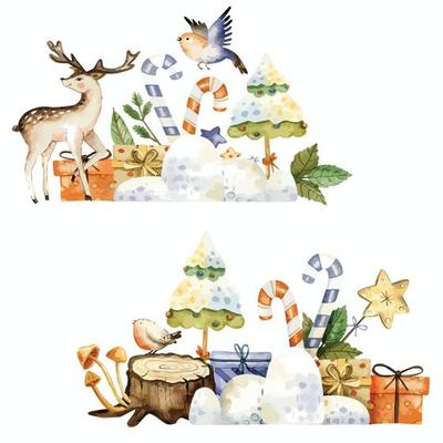 Christmas vector illustration animal set