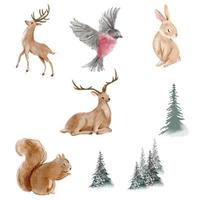 Christmas vector illustration animal set
