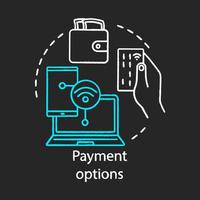 Payment options concept chalk icon. Online shopping idea. Digital purchase. Internet marketing. Online money transaction. Vector isolated chalkboard illustration