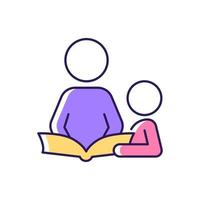 Reading book with child RGB color icon vector