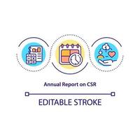 Annual report on CSR concept icon vector