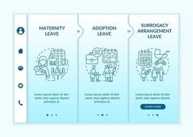 Maternity leave options onboarding vector template