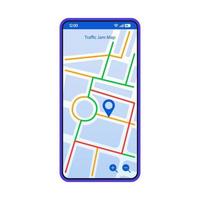 Traffic jam map smartphone interface vector template