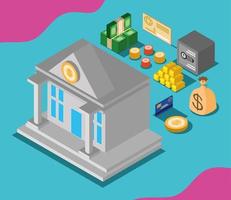 bank money isometric vector