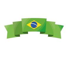 flag brazil in ribbon vector