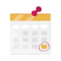 calendar with pushpin and mark vector