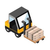 forklift truck with boxes vector