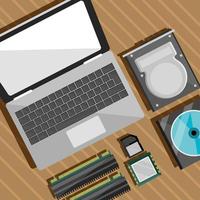 laptop and disks vector