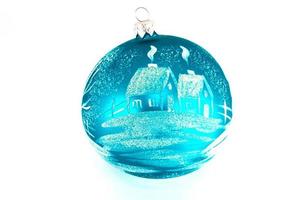 Blue Christmas ball isolated on white background photo