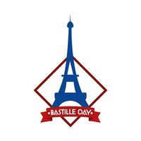 día de la bastilla torre eiffel vector