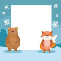 cute animals blank banner vector