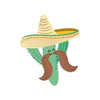 cactus mustache hat vector