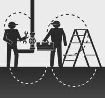 workers installing a pipeline tubes vector