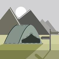 paisaje de camping y tiendas de campaña. vector