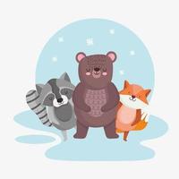 cute winter animals vector