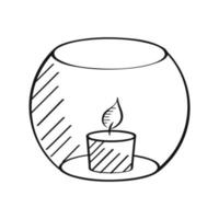 candle in bowl hand drawn vector