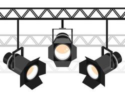 stage with hanging floodlights vector