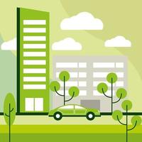 ecological city and vehicle vector