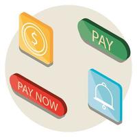 online payment buttons vector