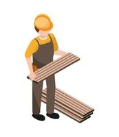 worker with wooden boards vector
