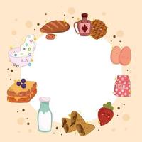 breakfast food label vector