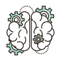 brain with gears vector