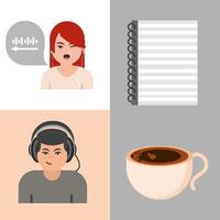 podcast personas e iconos vector