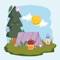 cute camping adventure vector