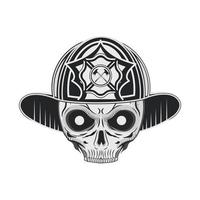 skull with helmet firefighter vector