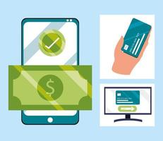 payment mobile by internet vector