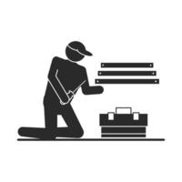 man installing stairs vector