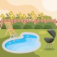 backyard with pool vector