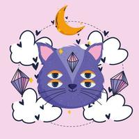 magical cat quartz moon vector