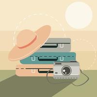 suitcases hat and camera vector