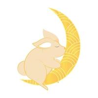 rabbit and half moon vector